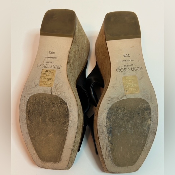 JIMMY CHOO BLACK WEDGES SIZE 36 1/2 - Picture 6 of 7